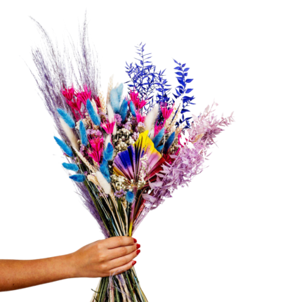 Pampas Bouquet with Purple-Blue Dried Flowers