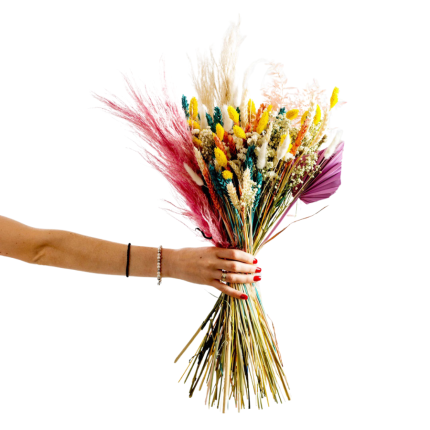 Pampas Bouquet with Pink-White Dried Flowers