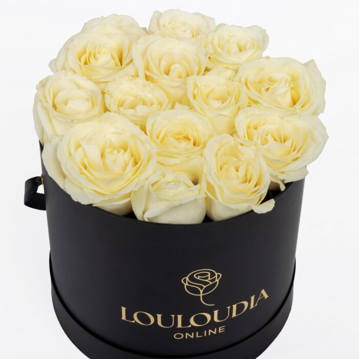 Μαύρο Κουτί με 15 Λευκά Τριαντάφυλλα