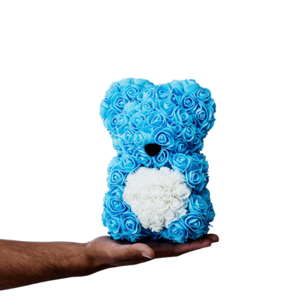 Rose Bear Blue Essential 25cm in box