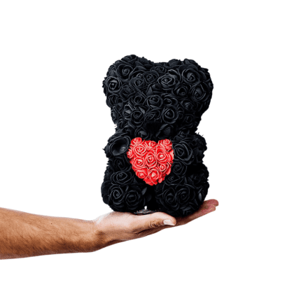 Rose Bear Black Essential 25cm in box