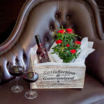 Red Rose in a Basket with Red Wine