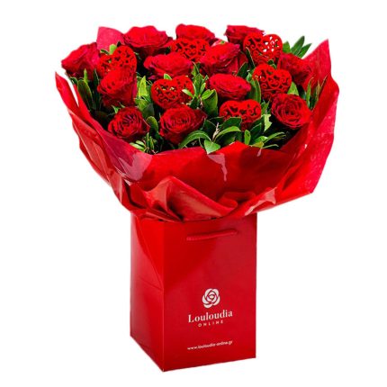 Bouquet of Love with 12 Red Roses Deluxe