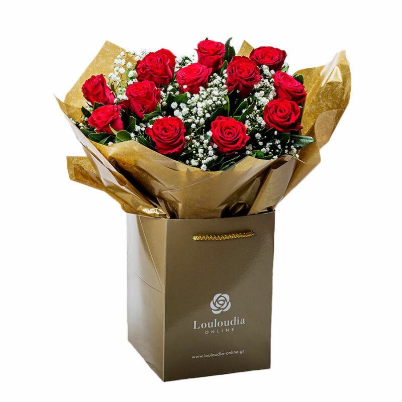 Bouquet Classic with 12 Red Roses Deluxe