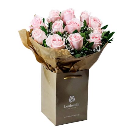 Bouquet Classic with 12 Pink Roses Deluxe