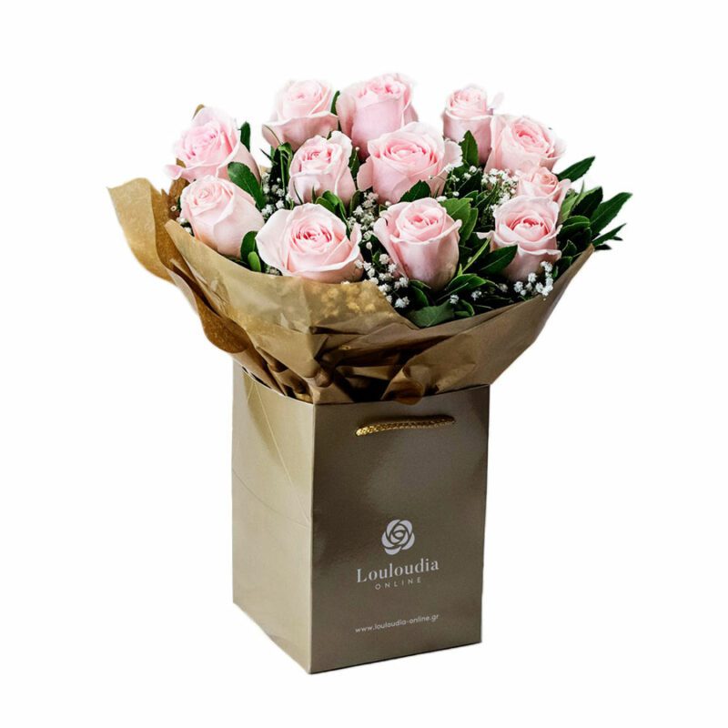 Bouquet Classic with 12 Pink Roses Deluxe