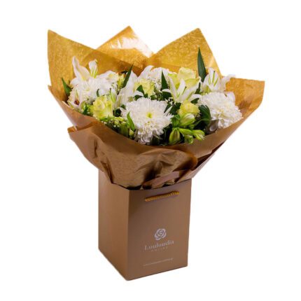 Bouquet of Pandaism with White Roses and Lilies Deluxe