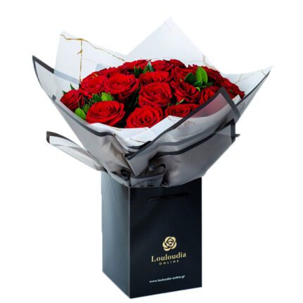 Bouquet of 20 Red Roses in Coconut wrapping