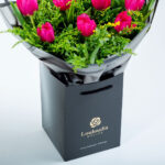 Flower Bouquet with 10 Fuchsia Tulips in Coconut wrapping