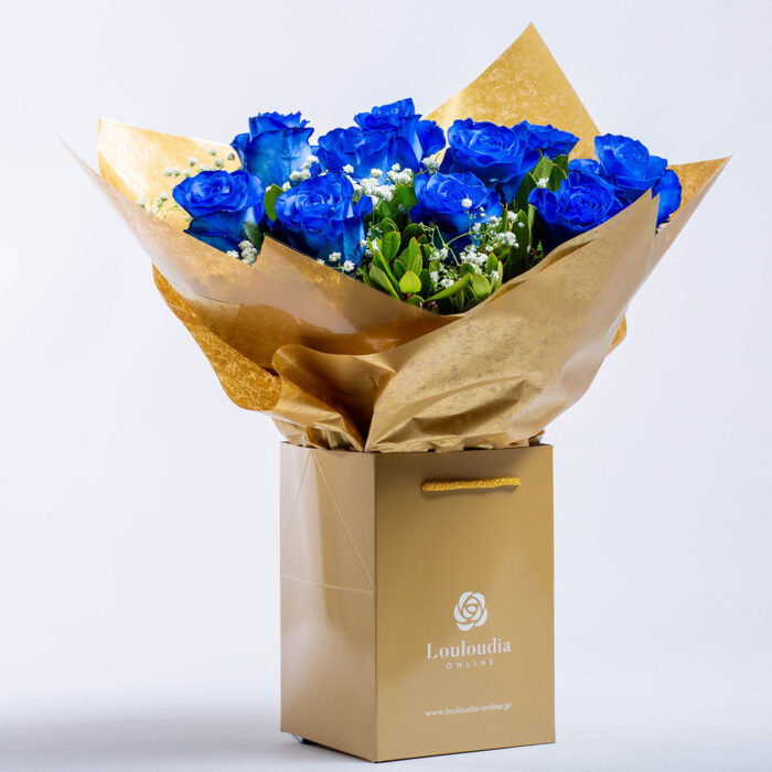 Ανθοδέσμη με Μπλε Τριαντάφυλλα Premium