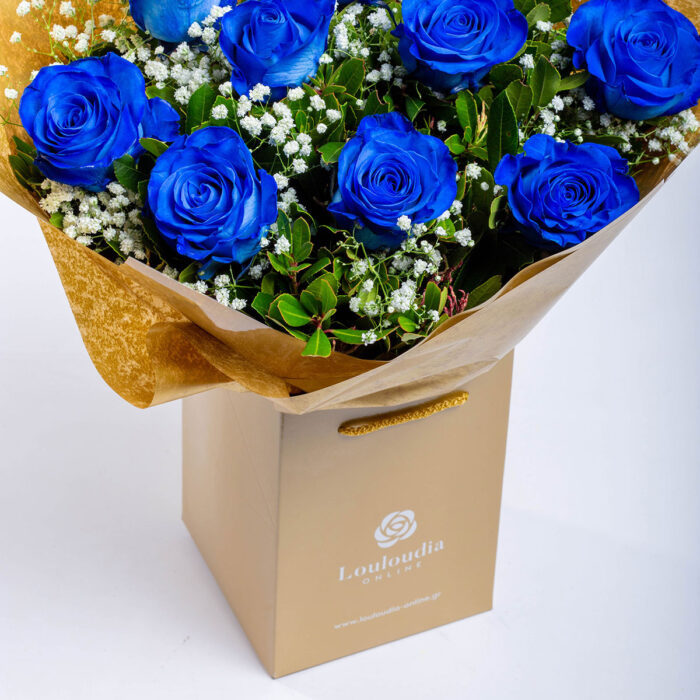 Ανθοδέσμη με Μπλε Τριαντάφυλλα Premium