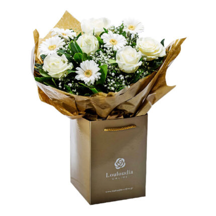 Bouquet with White Roses and Gerberas