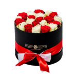 Κουτί με 20 Λευκά-Κόκκινα Τριαντάφυλλα