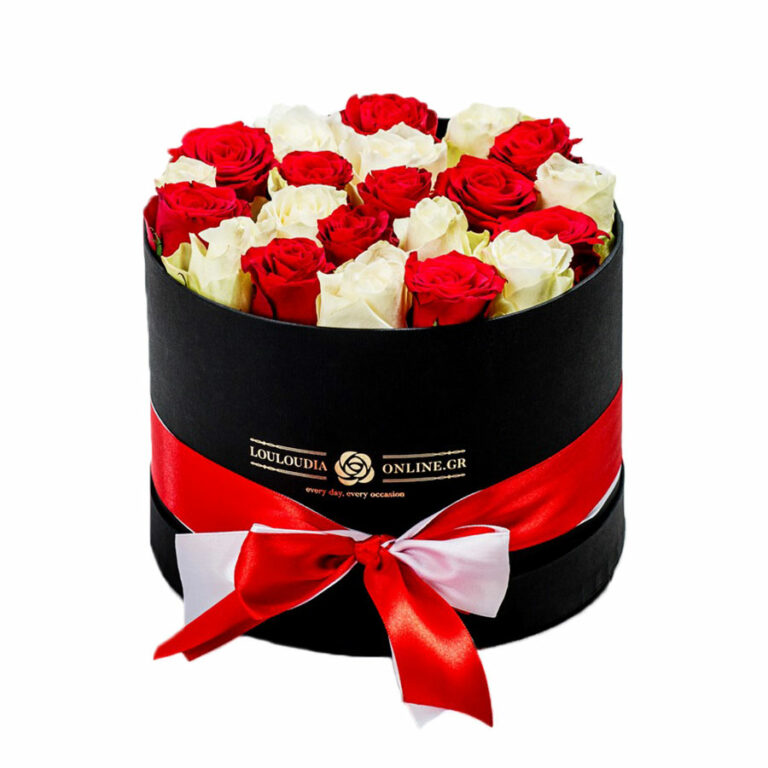 Κόκκινο-λευκό τριαντάφυλλα σε Κουτί