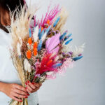 Pampas Bouquet με Φουξ-Πορτοκαλί Αποξηραμένα Λουλούδια