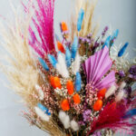 Pampas Bouquet με Φουξ-Πορτοκαλί Αποξηραμένα Λουλούδια