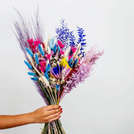 Pampas Bouquet with Purple-Blue Dried Flowers