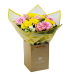 Bouquet of Pink Roses and Chrysanthemums in Coconut Premium wrapping