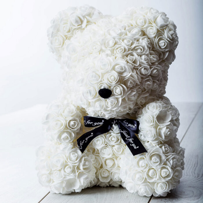 Rose Bear Λευκό Premium 40cm σε κουτί