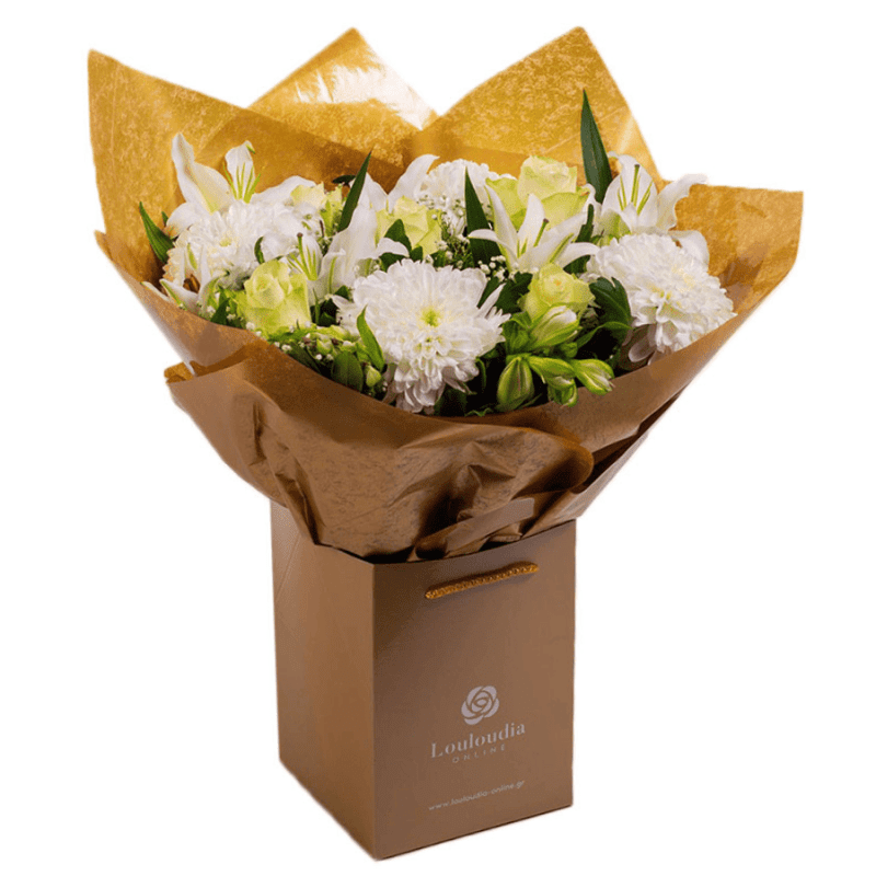 Bouquet of Pandaism with White Roses and Lilies Deluxe