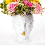 Floral Arrangement with Pink Roses and Gerberas in Clay Maspeaux