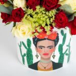 Flower Arrangement with Red-White Roses in Ceramic Maspeaux