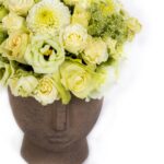 Flower Arrangement with White Roses and Lysianthus in Ceramic Maspeaux