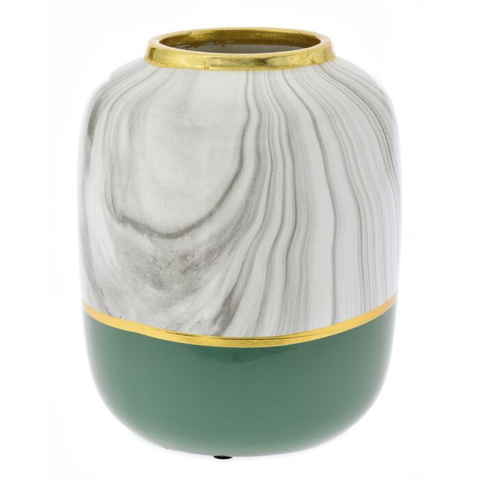 Decorative vase Ceramic White-Green Marble