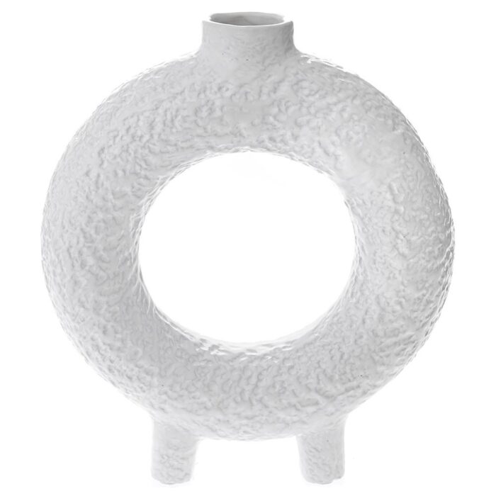 Decorative Vase Ceramic White Round