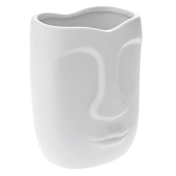 Decorative Vase Ceramic White Totem