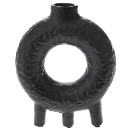 Decorative Ceramic Vase Ceramic Black Round