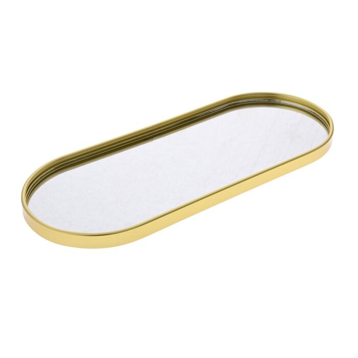 Decorative Metal Oval Tray With Mirror