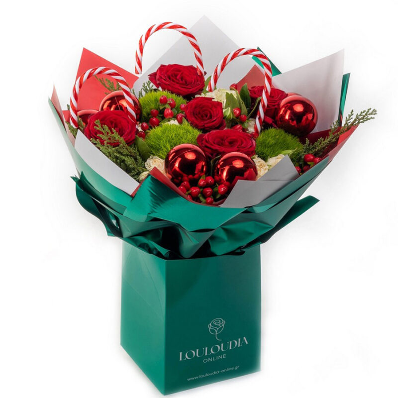 Christmas Bouquet with Roses in Red