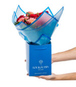 Bouquet with Red Roses and Hypo Flower in Coconut wrapping