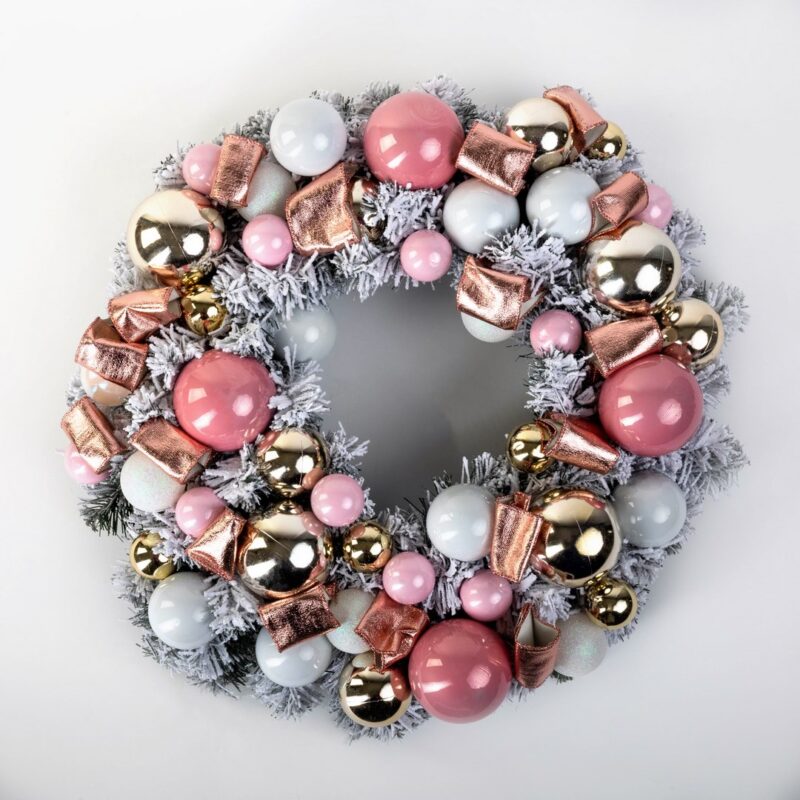 Christmas Decorative Wreath in Pink 60cm