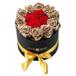 Forever Roses Gold-Red Deluxe 19x20cm 14 roses