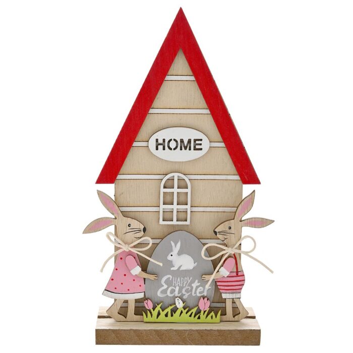 Easter Wooden House with Rabbits