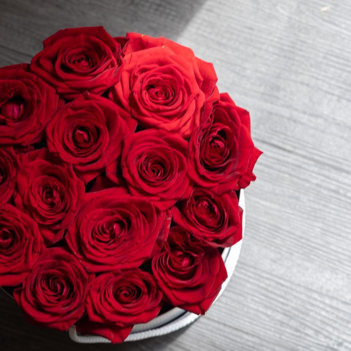 White Box with 15 Red Roses