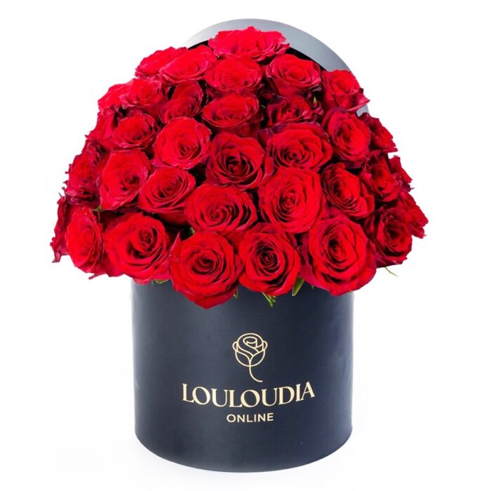 Μαύρο Κουτί με Κόκκινα Τριαντάφυλλα Deluxe
