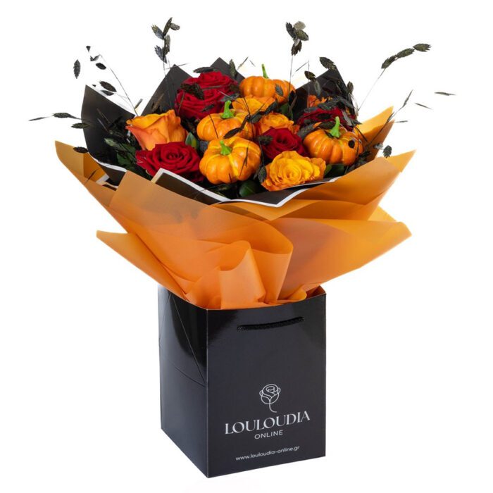 Bouquet with 10 Red-Orange Roses