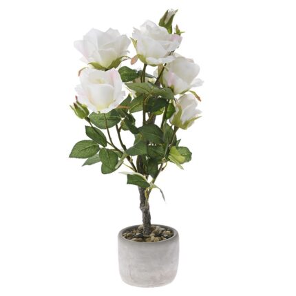 Τεχνητό Φυτό σε Γλάστρα Τριαντάφυλλο Λευκό 62cm
