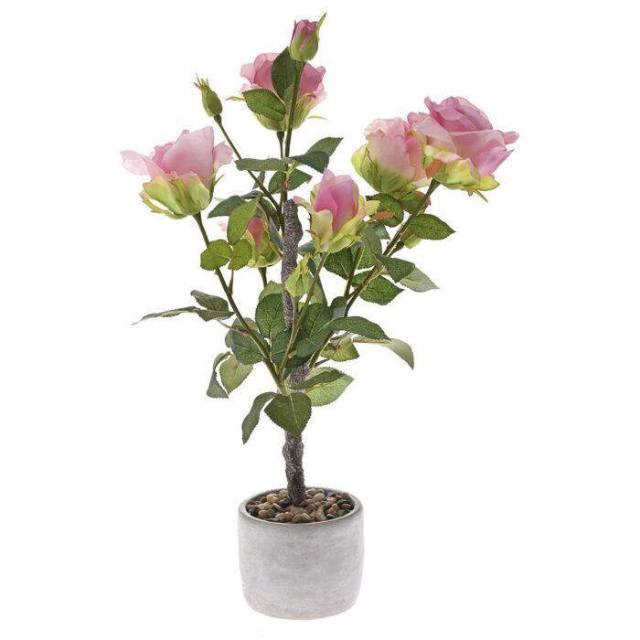 Τεχνητό Φυτό σε Γλάστρα Τριαντάφυλλο Ροζ 62cm